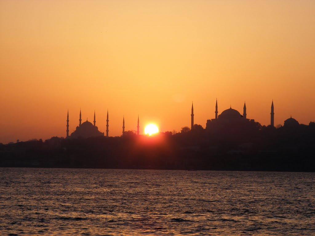 Sunset. Blue Mosque and Hagia Sophia by AnnaSha