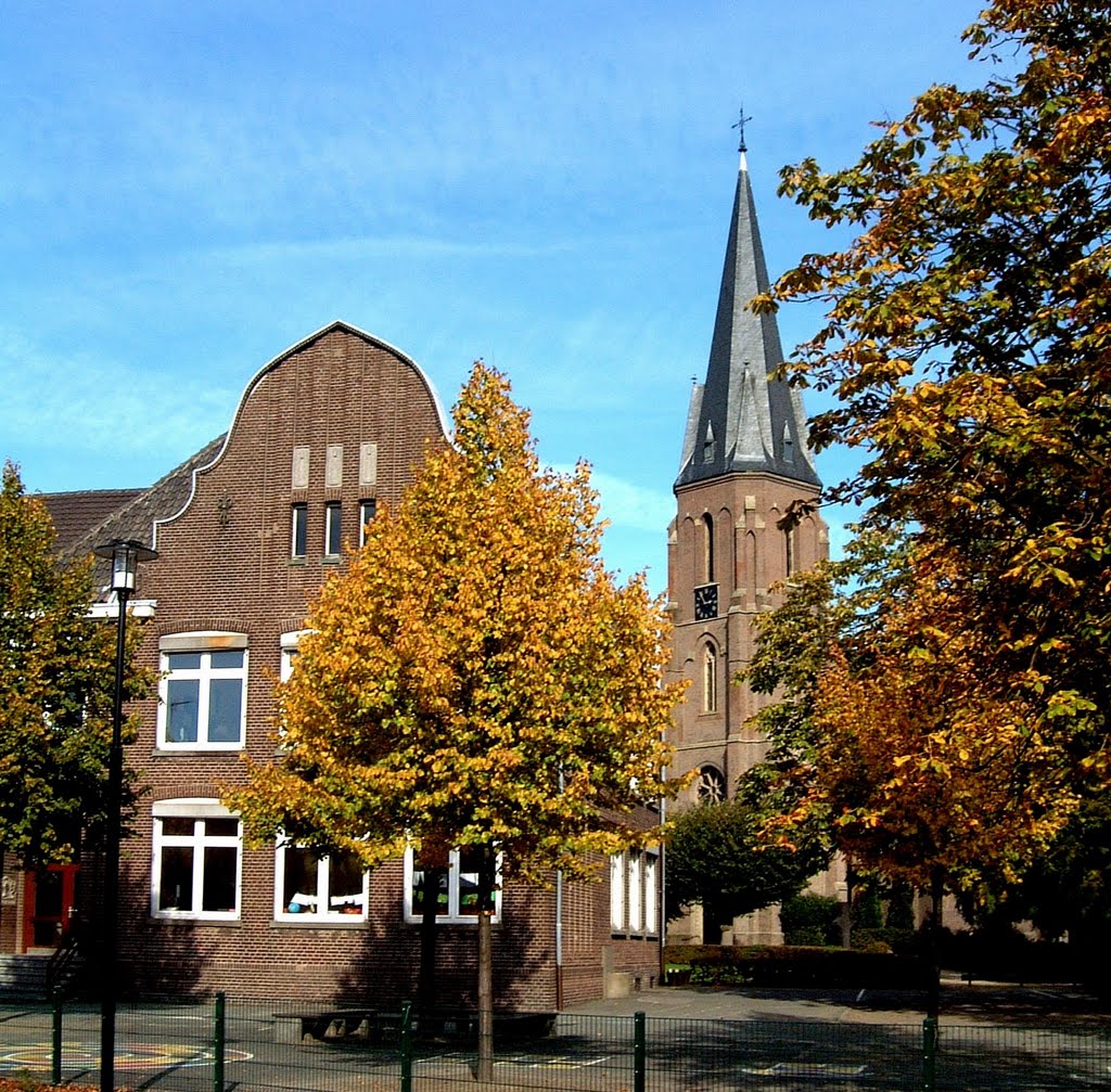 Kleve-Rindern, Schule und Kirche by w.j.w