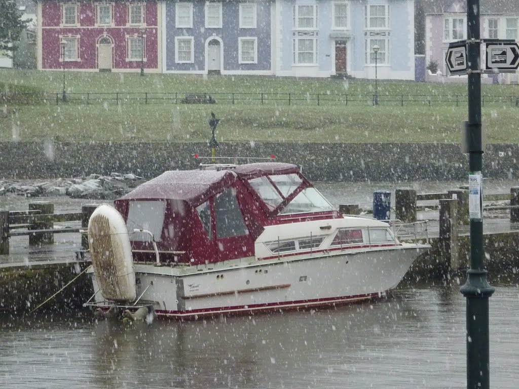 Snow in Aberaeron Harbour by Harry Hayfield