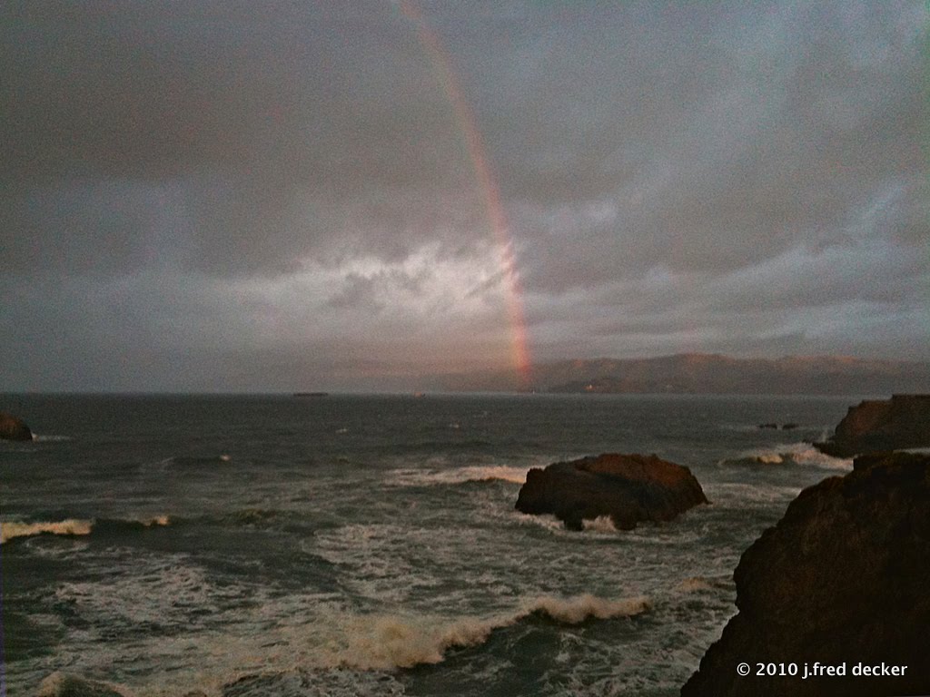 Stormy Dawn; Rainbow; Seal Rocks; Mnt. Tam in BG by jfreddd