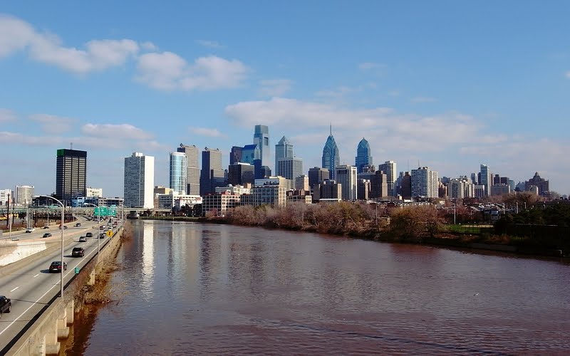 Philadelphia Center City by the Schuylkill River, looking from South Street Bridge by Justin Zhu