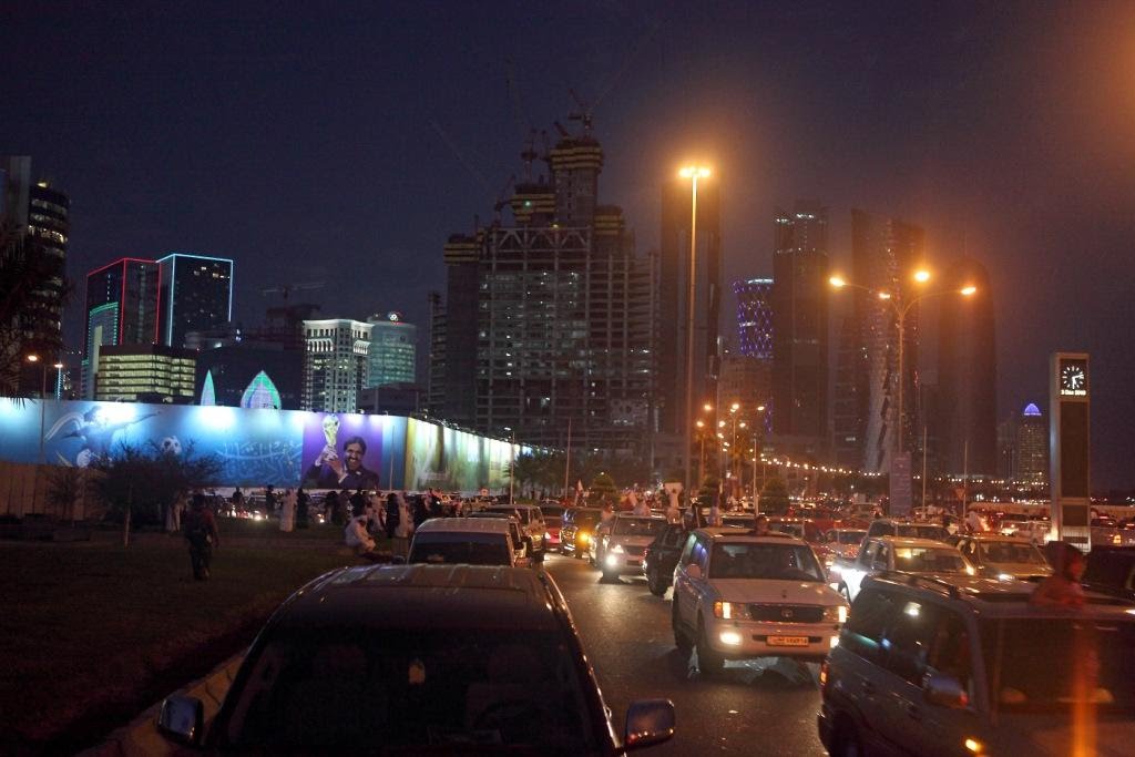 December 3rd, 2010, rally and celebration everywhere in the streets of Doha for the organization of the football world cup in 2022. by Christian VIGNA