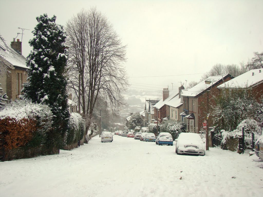 Looking down a snowy Springvale Road, Walkley, Sheffield S6 by sixxsix