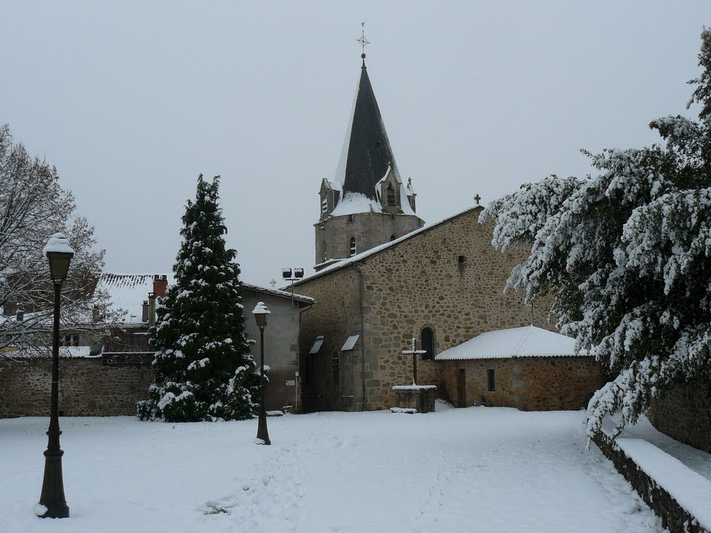 Wintry scene behind the church in Abjat - Dec 2010 by Mike Stuckey