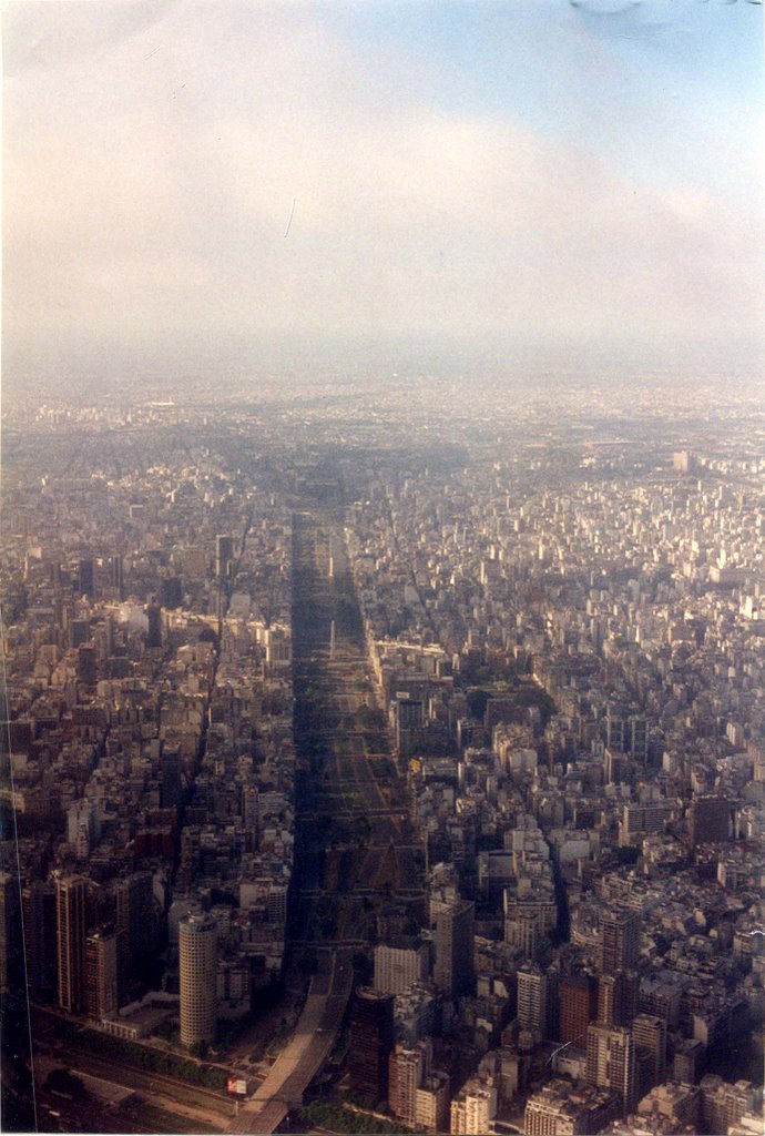 Avenida 9 de Julio from the air, Buenos Aires, Argentina by Graham Wiggans