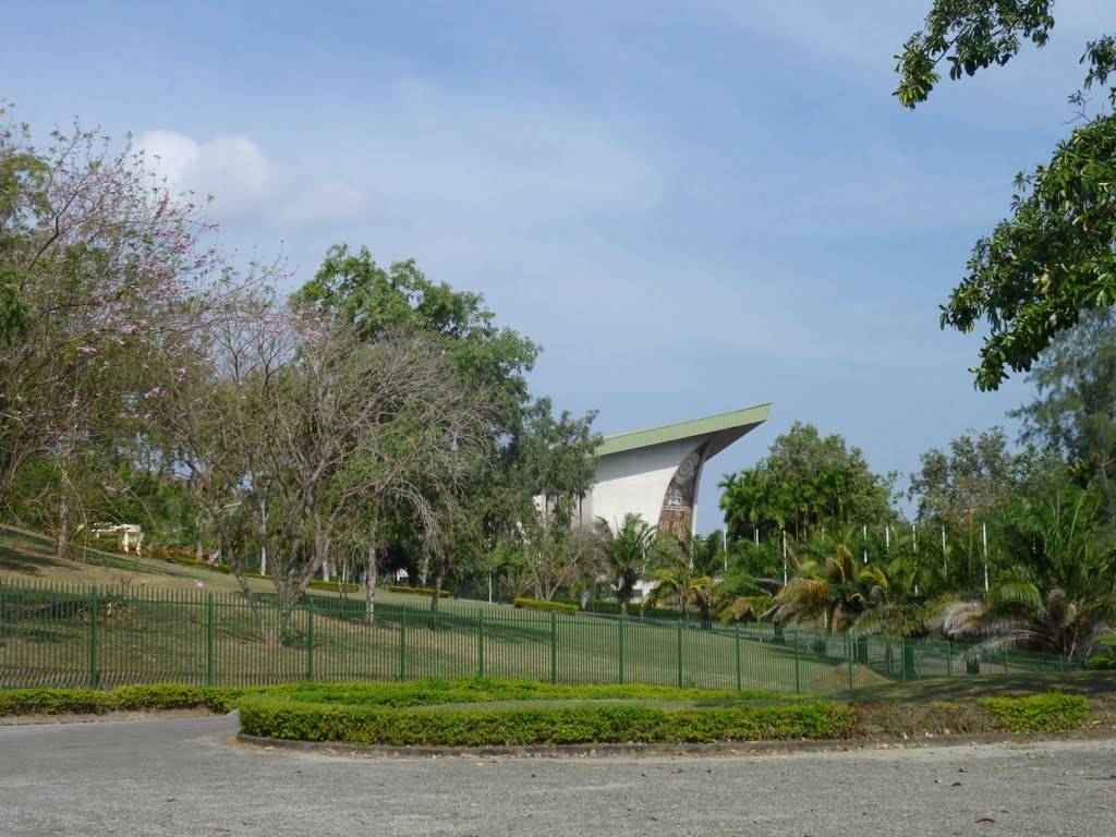 View across to National Paliment Haus from Museum carpark area on Independence Hill in WAIGANI area, Port Moresby, PNG, on 18-07-2010 by Peter John Tate