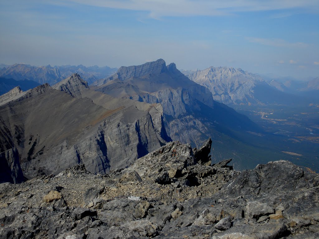 Mount Grassi, Mount Rundle, Cascade Mountain from the Middle Sister by Manfred Delong