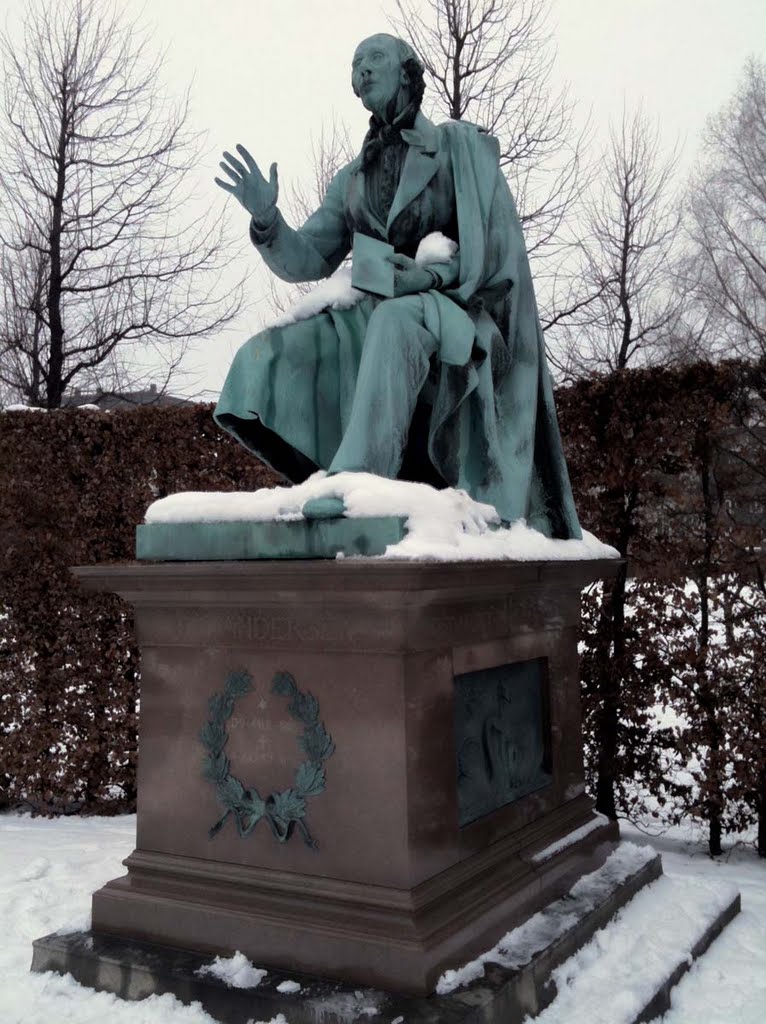 Hans Christian Anderson Statue in the Snow by John McManigle