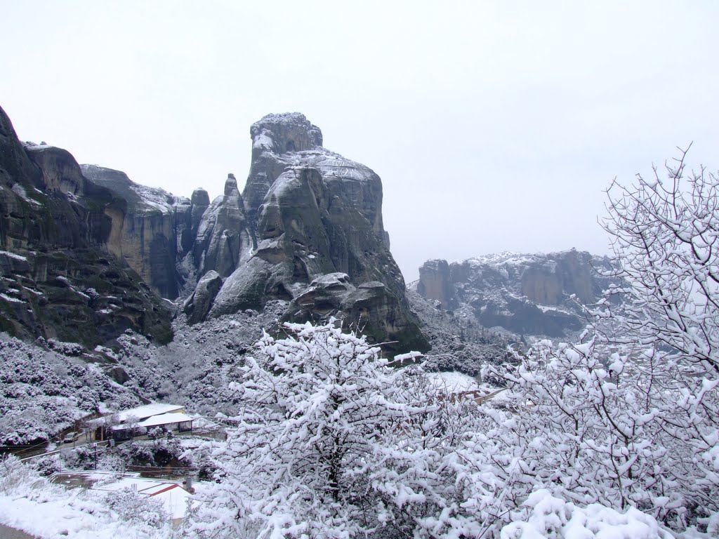 Meteora in snow 1 by Lampros Lagoudis