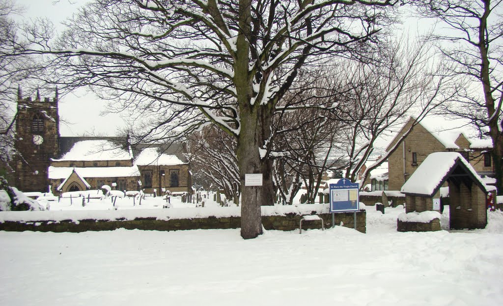 Snowy St. Mary's church and graveyard entrance, Beighton, Sheffield S20 by sixxsix