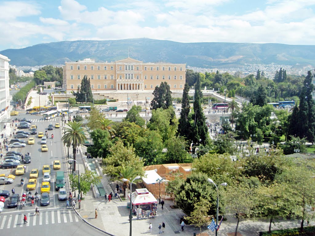 View of Parlament House and main square Syntagma (from Caffe Public, 5th floor), Athens by marty11200