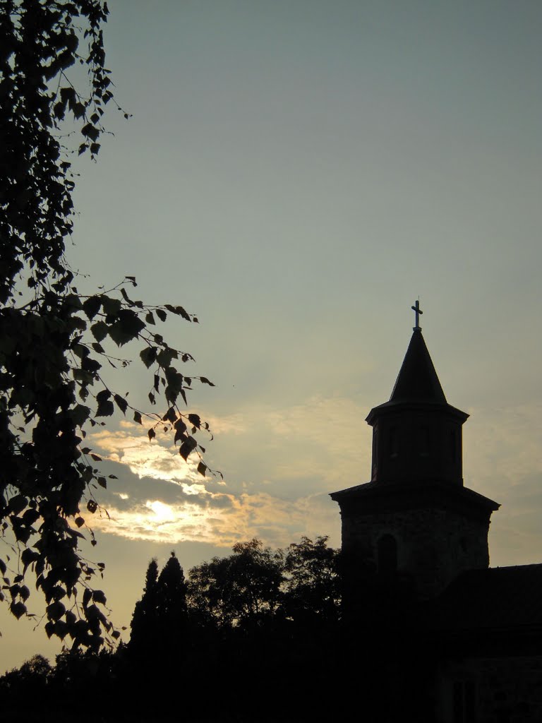 Silhouette view of Iniö Church tower by Petteri Kantokari