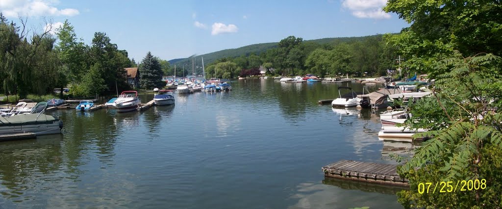 GREENWOOD LAKE, VIEW FROM THE BRIDGE IN GREENWOOD LAKE VILLAGE by olegbar