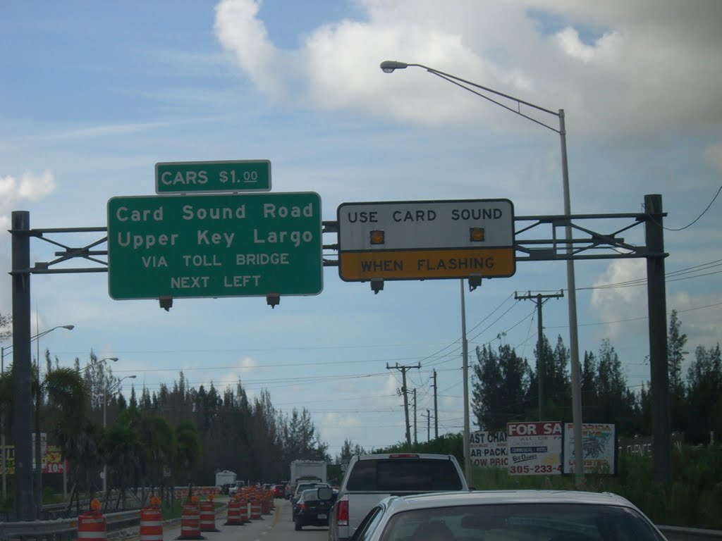 Card Sound Road to the left, the old highway to Keys. by Robert Lam