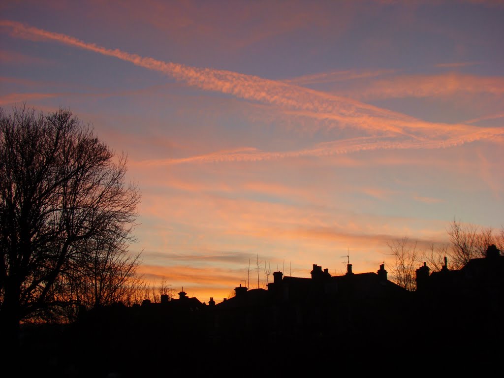 Sunset sky over Kendal Road rooftops, Hillsborough, Sheffield S6 by sixxsix