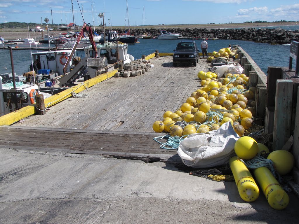 Bateaux de pêche accostés et bouées jaunes, au quai de Carleton-sur-Mer by busand2003