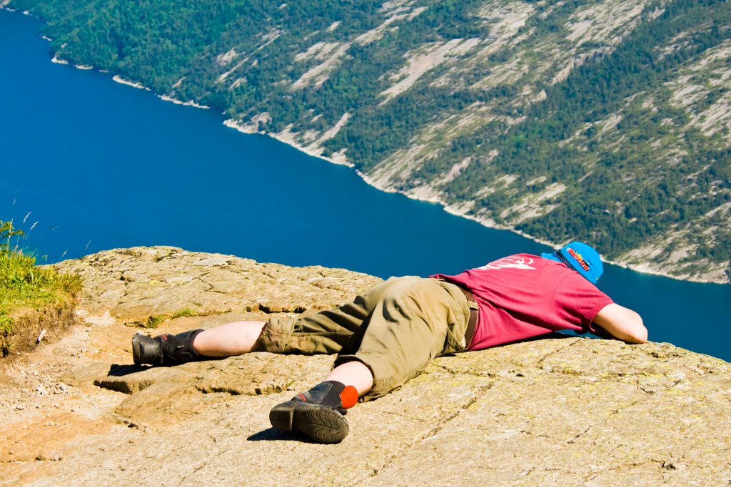 Looking Down, Preikestolen, Norway by Uwe Bücher