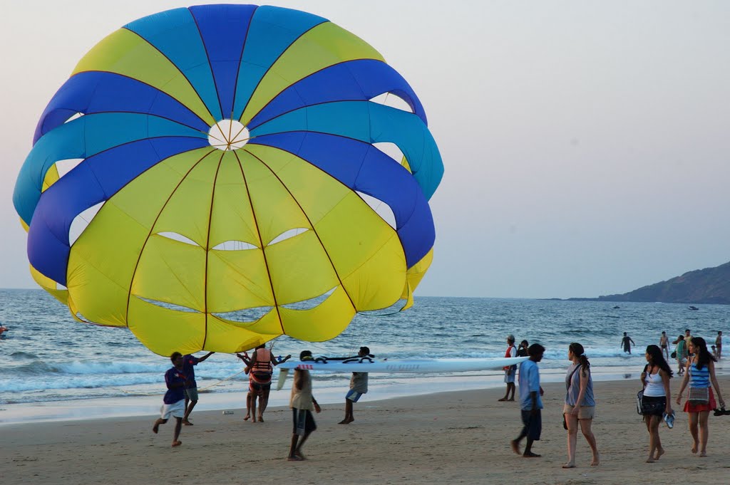 Para Sailing on Calangute Beach, Goa by Brian Pinheiro