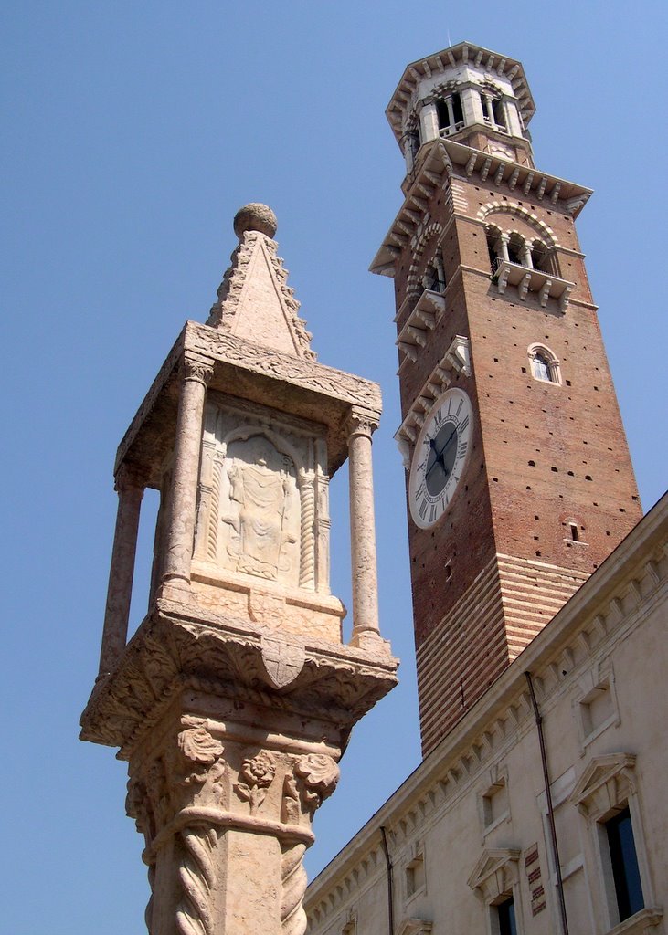 Torre Lamberti from Piazza delle Erbe by Mimmo Feminò