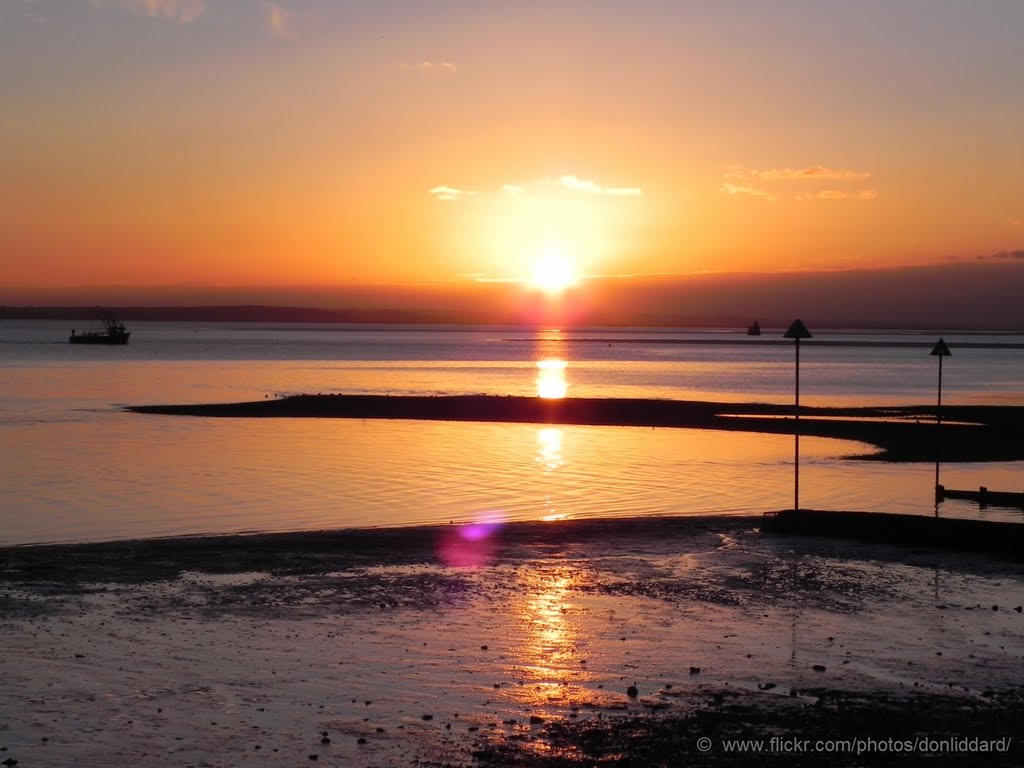 Leigh on sea essex england UK looking south across river thames by donliddard