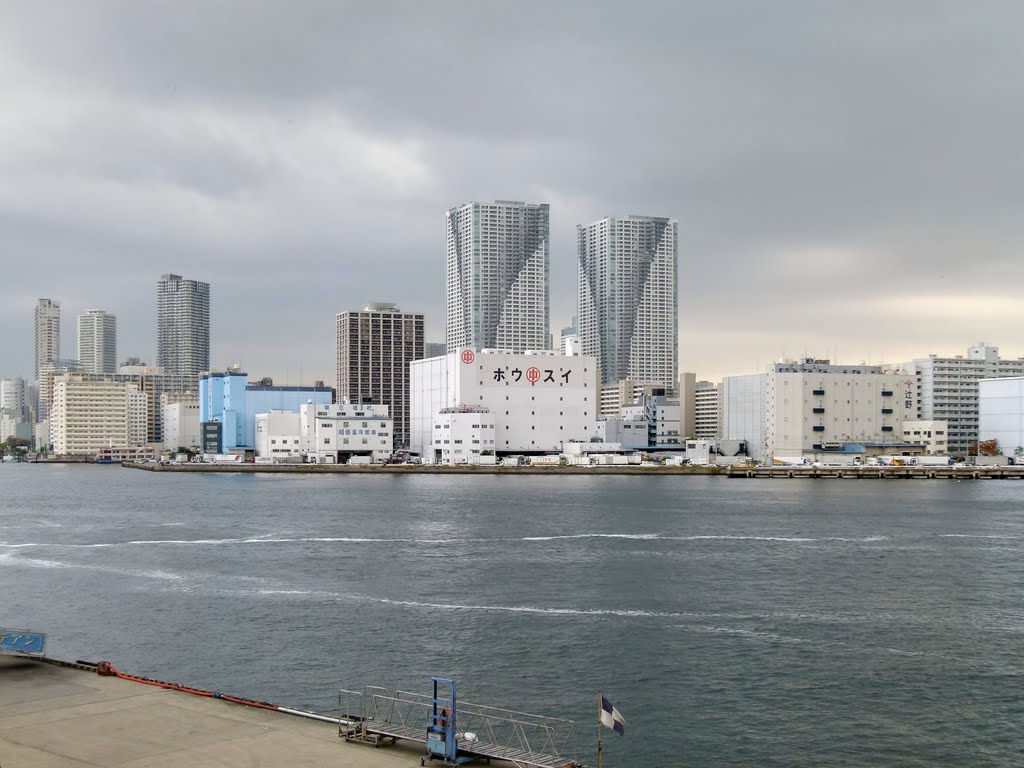 View of Tsukishima Island from across the Sumida River, Tokyo by Andrew Royle