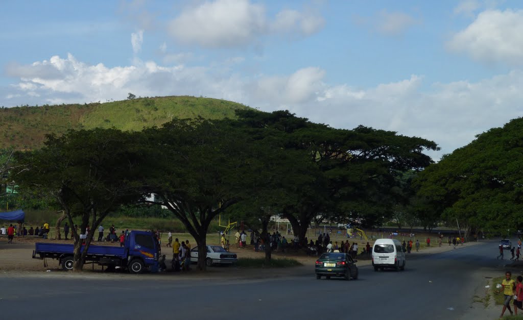 Looking down Wards Road towards Waigani area, with Hohola Playing Fields on Corner of Kamarere Street in HOHOLA area, Port Moresby, PNG, on 3-07-2010 by Peter John Tate