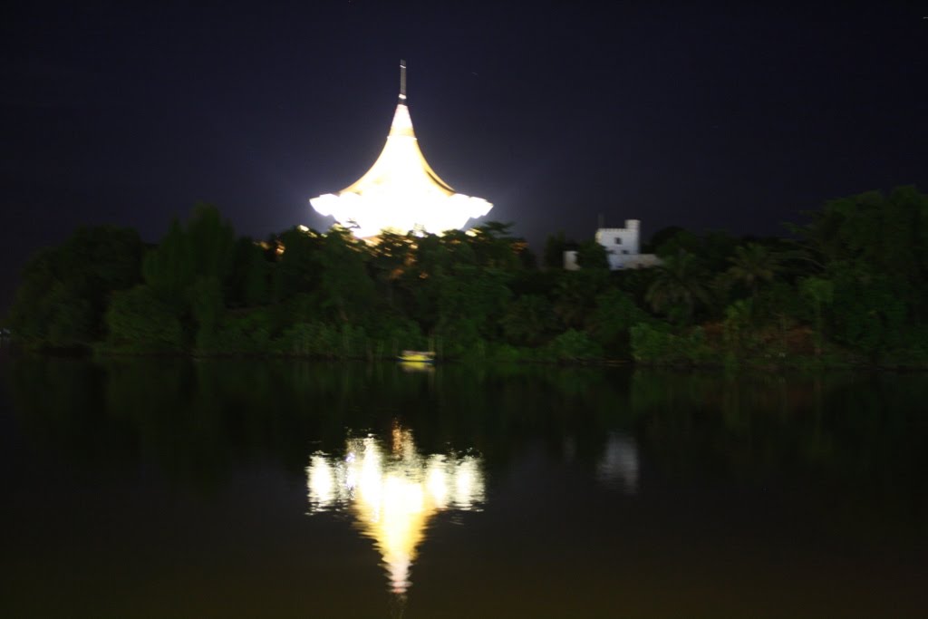 Sarawak Parliementary Building across the river at night view by cakuning