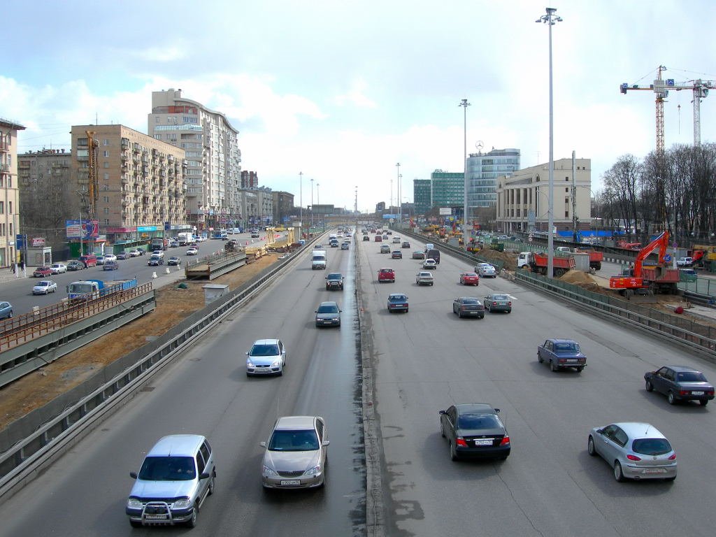 Leningradskiy Prospect during reconstruction. South-eastern view fr a temporary walkway bridge by FeAll