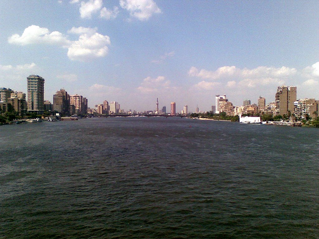 Giza, Cairo, Manial view with Nile from Giza bridge by Alaeddin Faruki