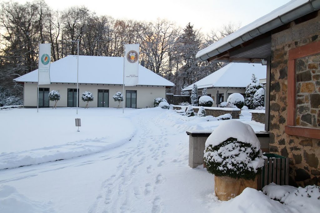 Golfclub Hanau Wilhelmsbad - Putting Green, Pro Shp and Locker Rooms under Snow in December 2010 by Dieter Hoffmann