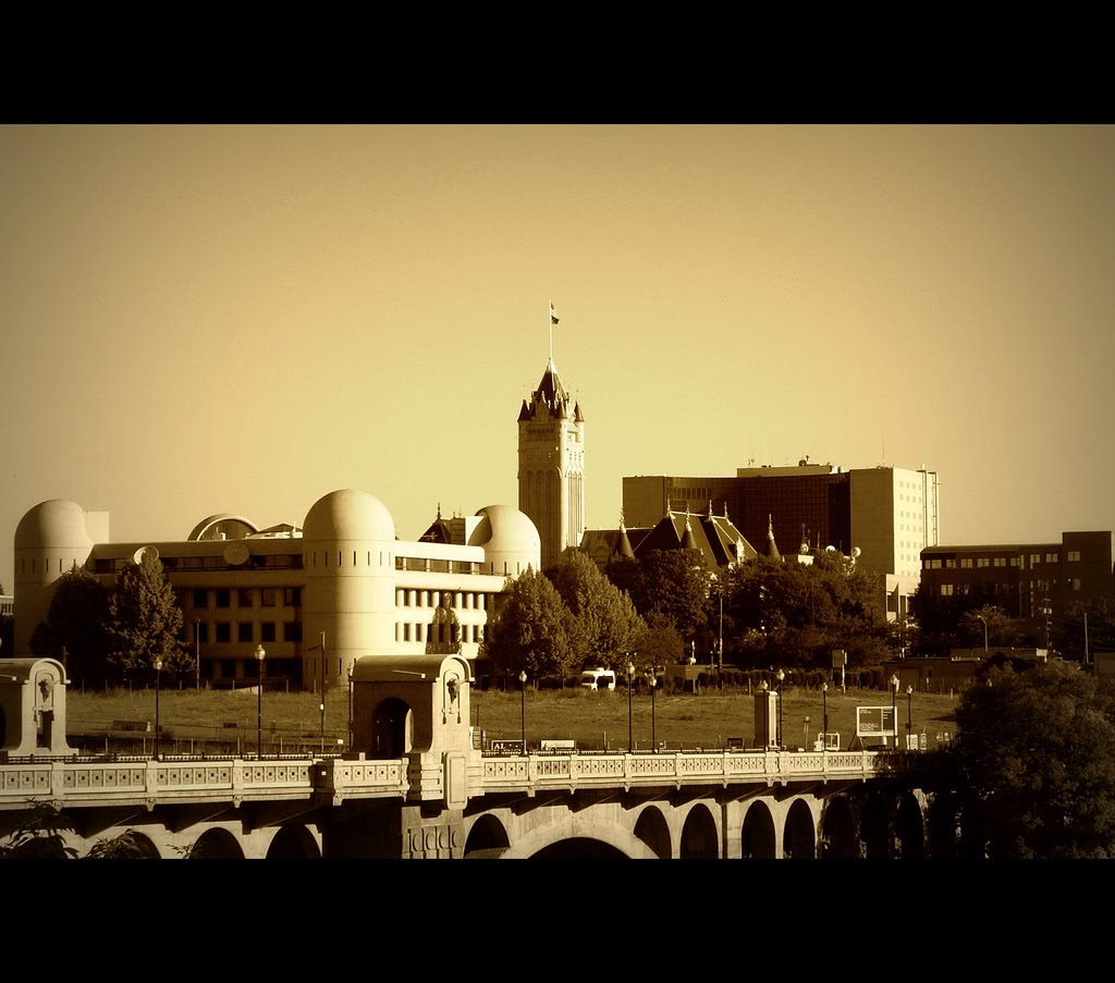 Spokane County Campus in Sepia tone @ sunrise in Summer Spokane, WA 99201 by Kenneth Wesley Earle…