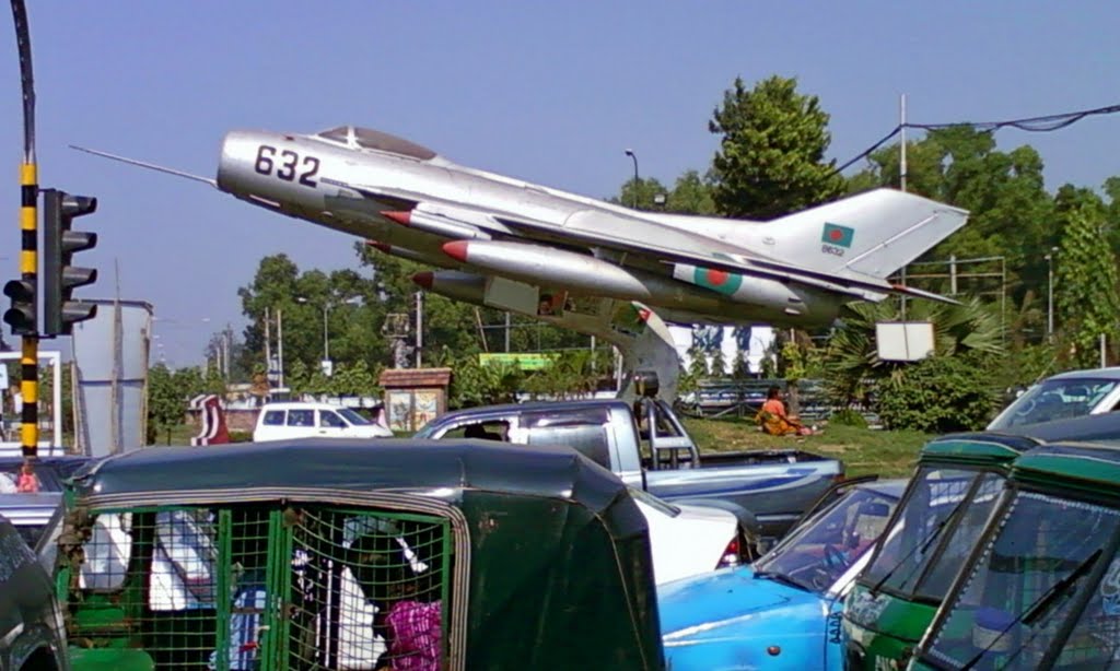 A replica of MiG 19 used as a road decor at Bijoy Sharoni, Dhaka by Shameem Bakhshi