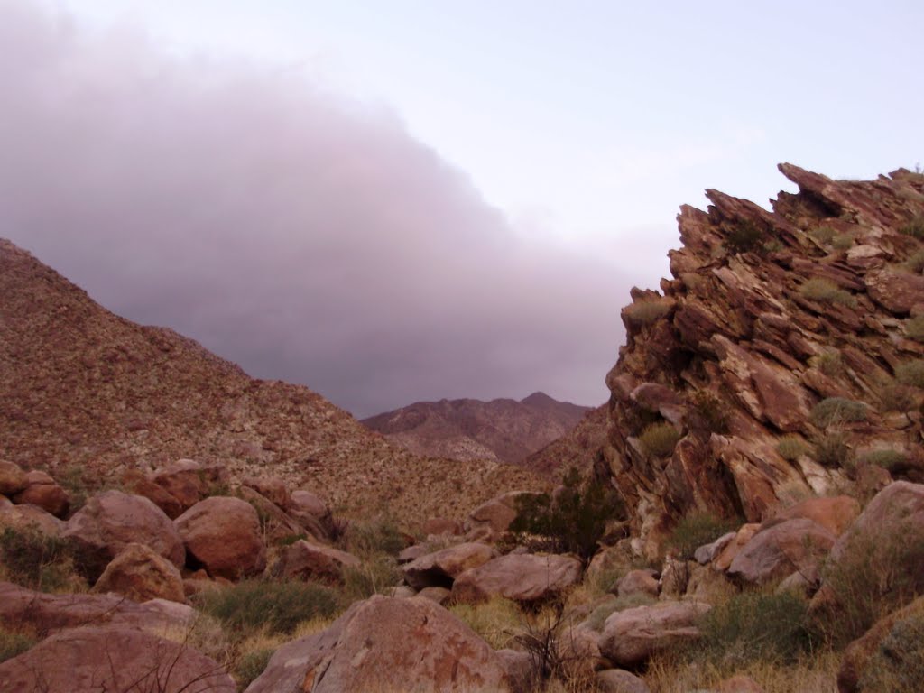 The "Rainshadow Effect" at work on a winter storm as seen from Palm Canyon, Anza-Borrego, CA, 12/18/10 by Cassygirl