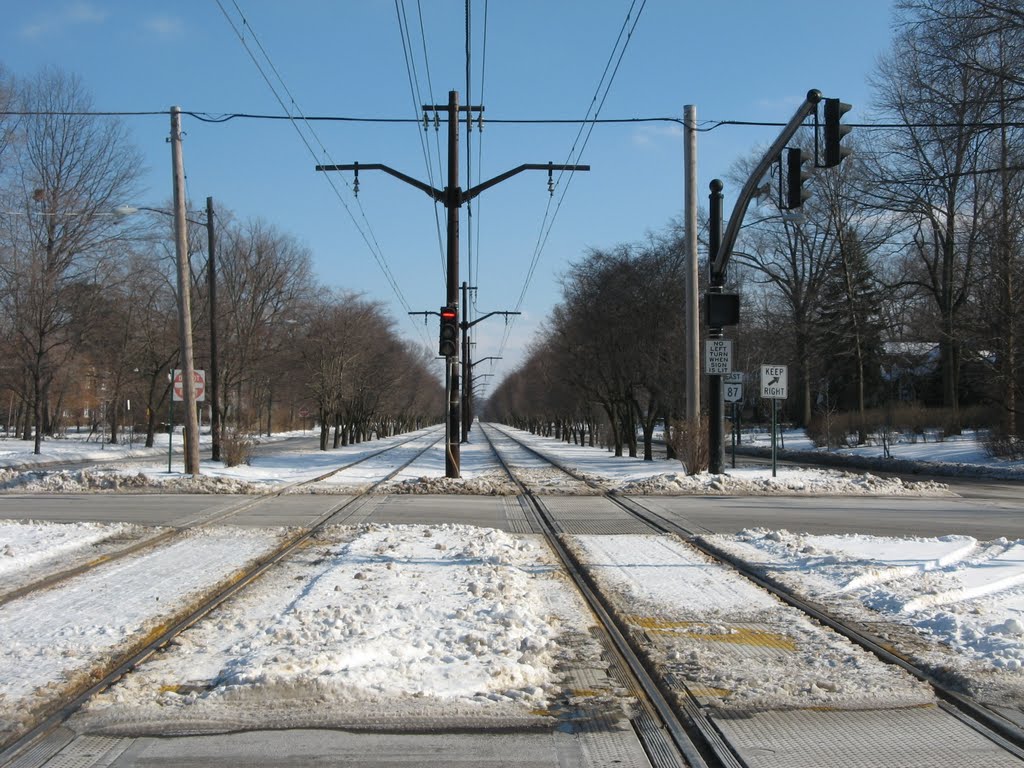 Shaker Rapid tracks looking east at Coventry, Shaker Heights, Ohio by htabor