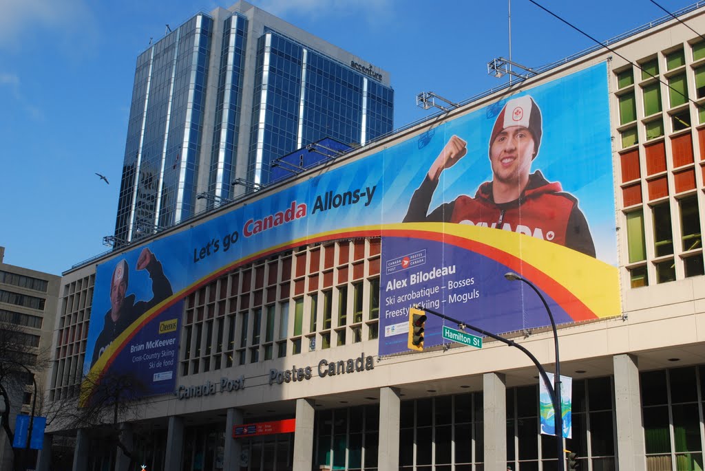 Canadain skiers on Canada Post Building by John2003