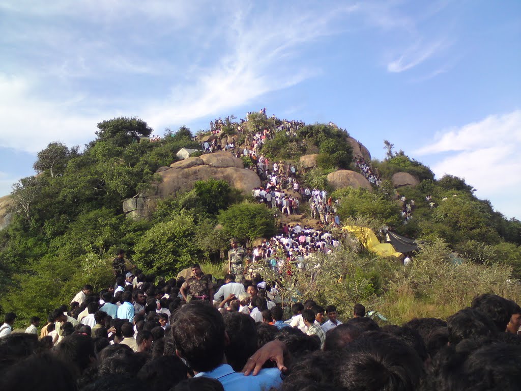 Karthigai Deepam 21 Nov 2010 crowd at the top of Tiruvannamalai by sambath_26