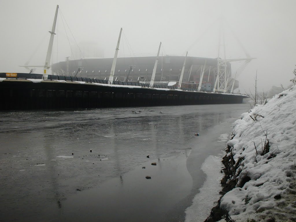 River taff frozen over by fat-freddies-cat