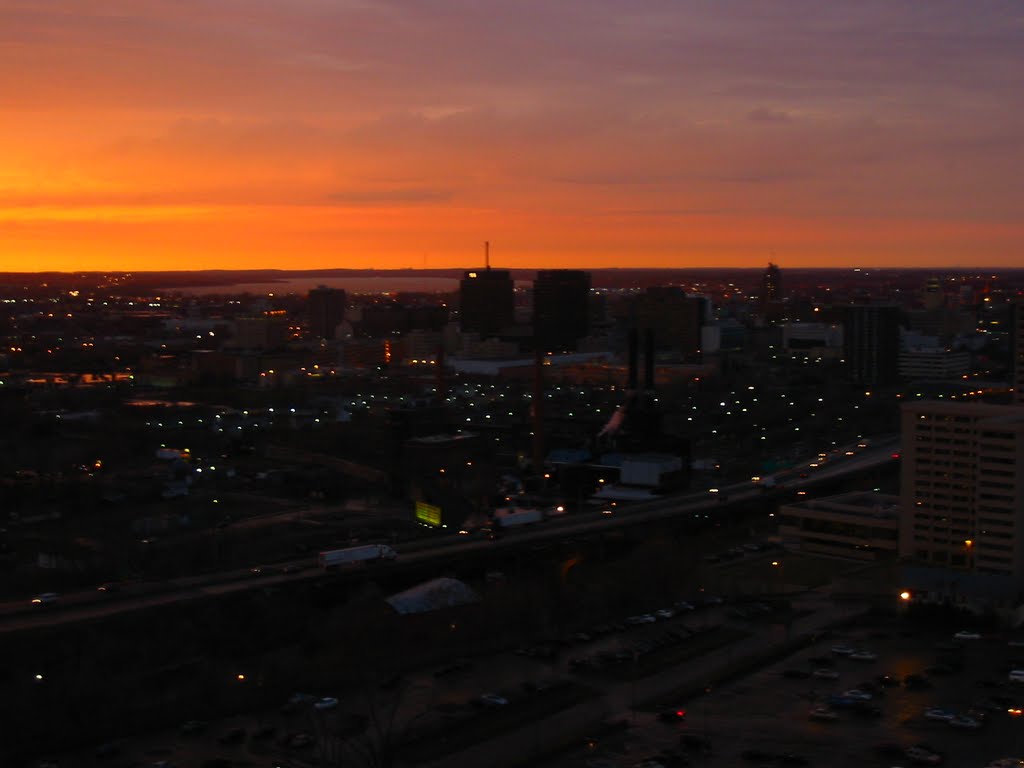 Sunset over downtown Syracuse, NY by mikeholdsworth