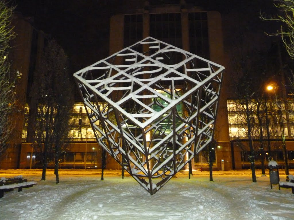 Bruxelles - Le Cube sous la neige de nuit (2010) by greg-007