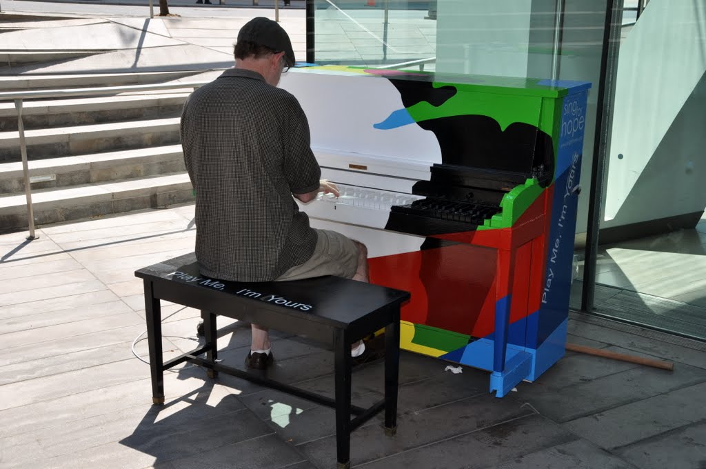 "Play Me, I’m Yours" an artwork by British artist Luke Jerram who has been touring the project globally since 2008. New York City 2010. by Nicola e Pina Newyor…