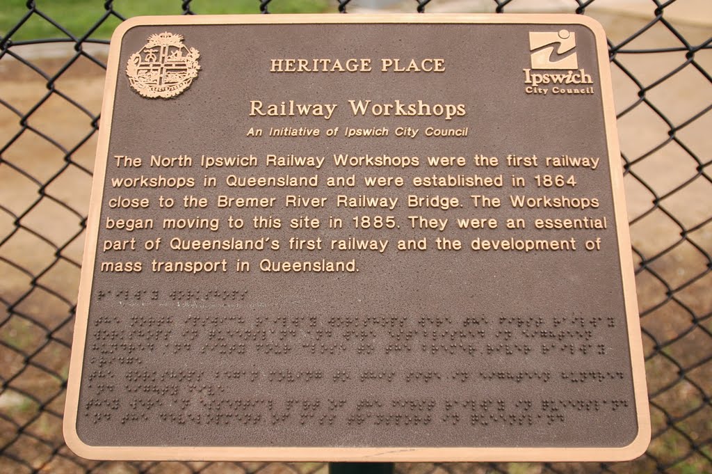 Plaque Outside The Workshop Rail Museum Ipswich Brisbane by Real KariBubbleGoo