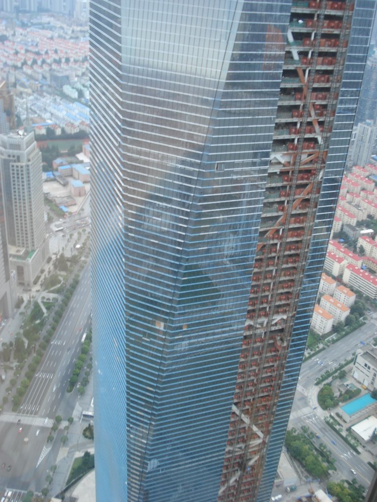 New Finance Tower under construction - view from the top of the Jin Mao Tower by trucbidule