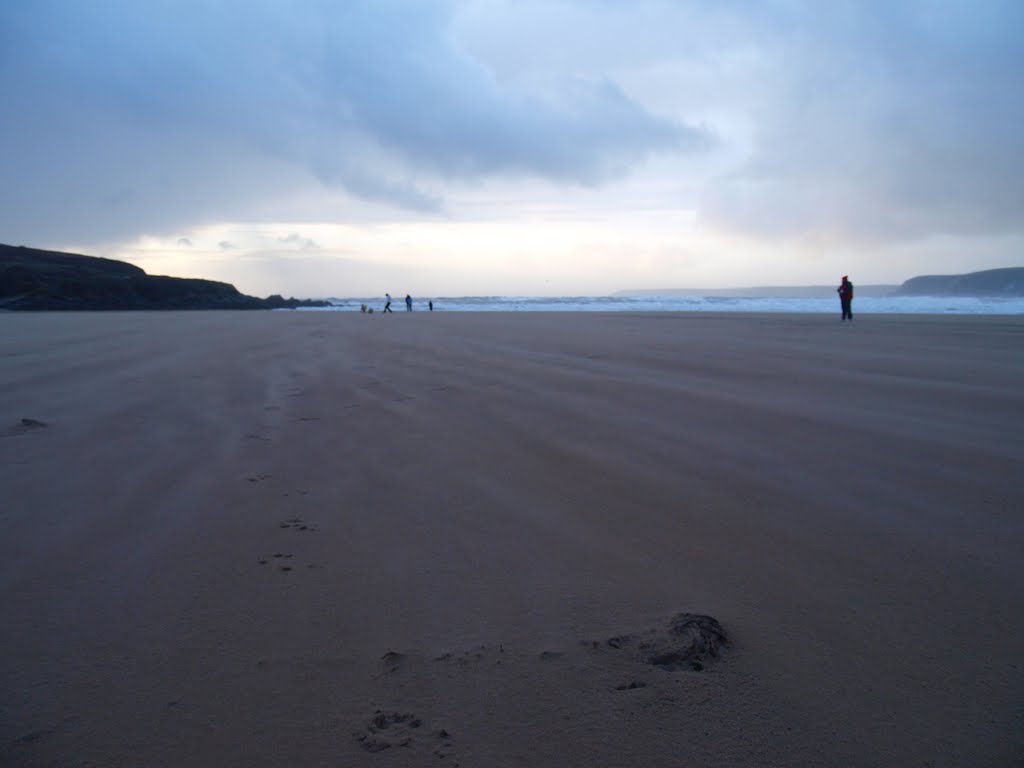 Bigbury Beach on the Wind by Adrian Eades