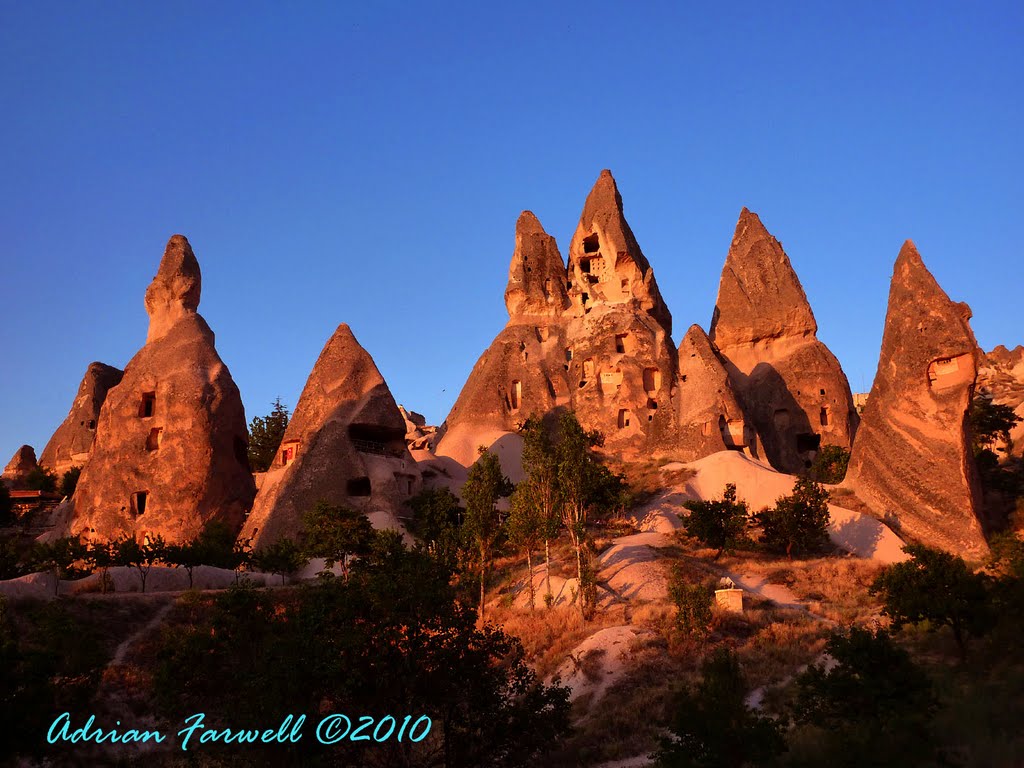 Uchisar at Sundown, Turkey - Land Sharks! by Adrian Farwell