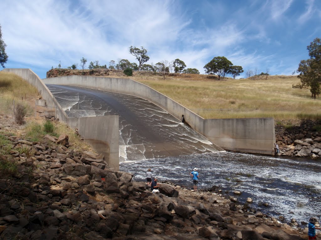 At the base of Lake Eppalock Spillway by Peter Ermel