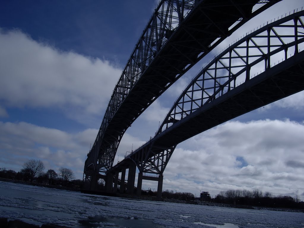 Twin Blue Water Bridges by Tom Crawford