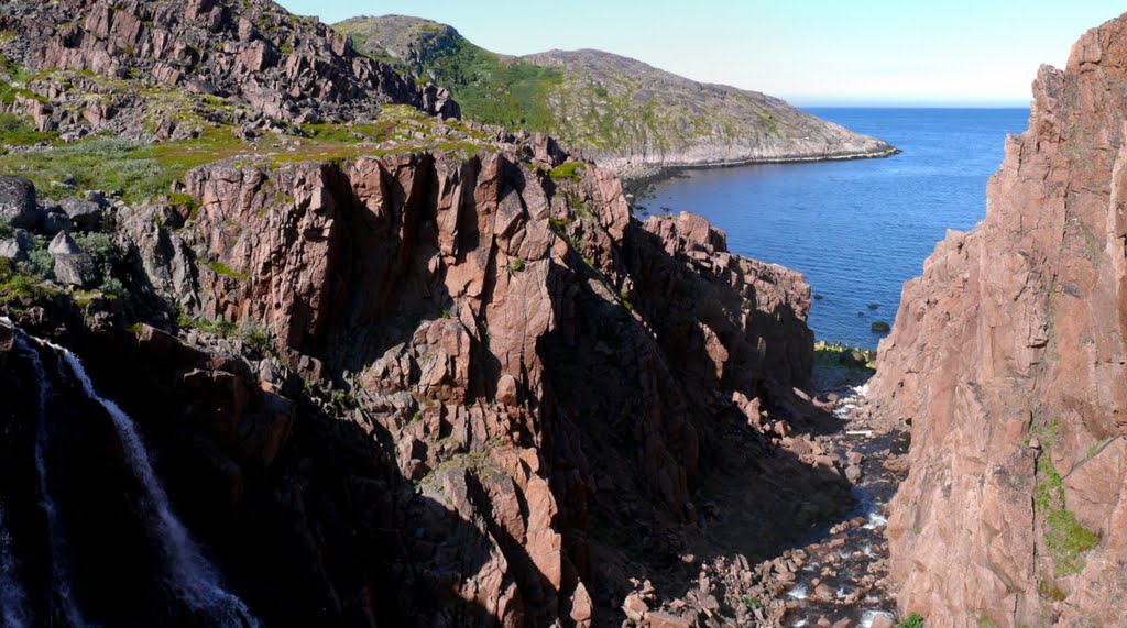 Rocks, waterfall & ocean by valentin_orlov