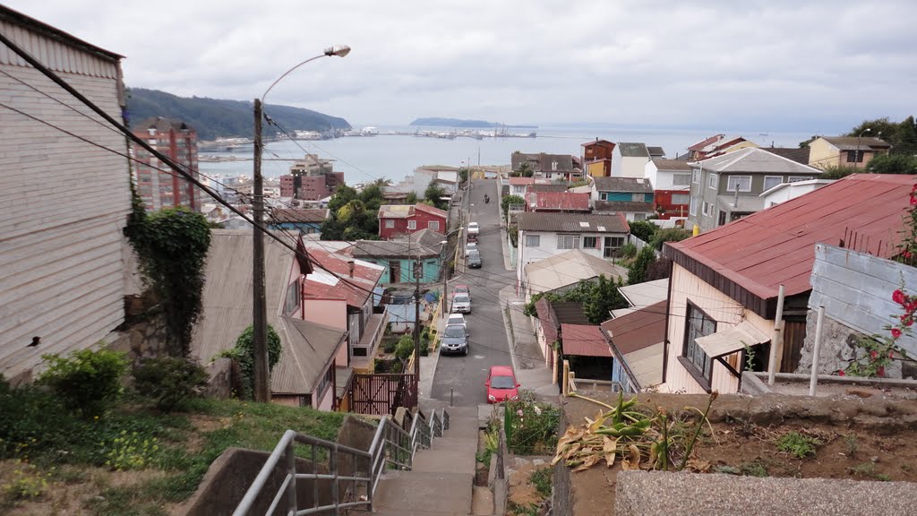 Vista Desde Cerro David Fuentes hacia Bahia Talcahuano by Marko Rivera