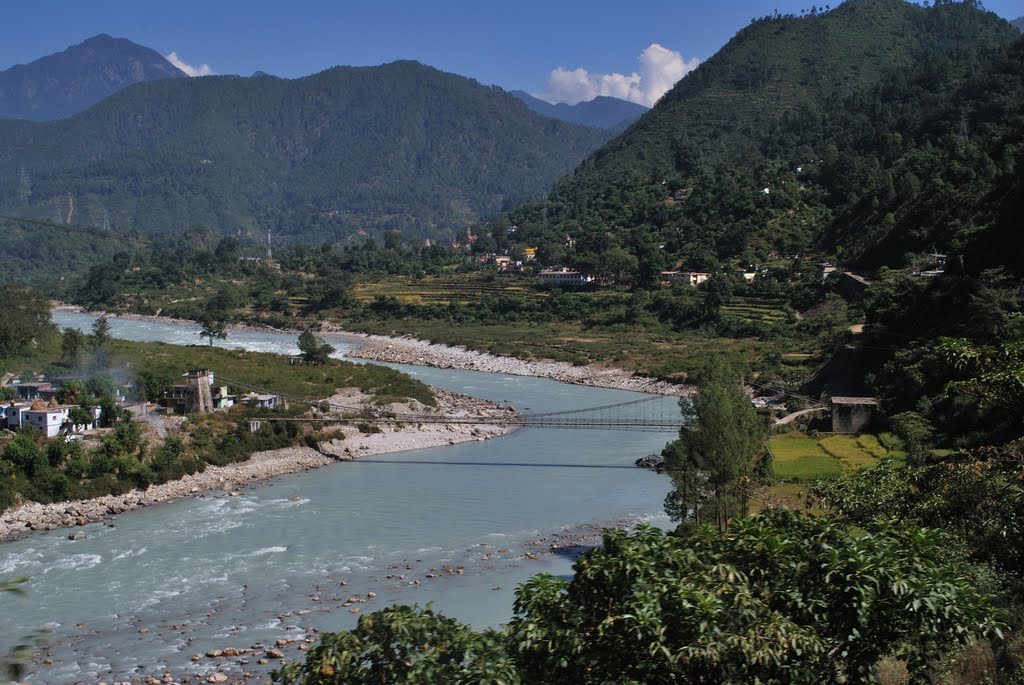 Foot bridge across river by Debajyoti