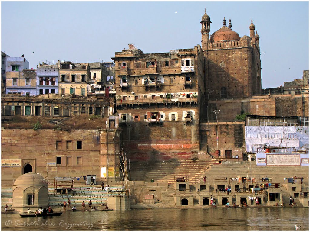 Razz's - Aurangzeb's Mosque from Ganges, Varanasi by razzmatazzz